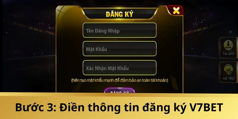Điền thông tin đăng ký V7BET đúng và đủ